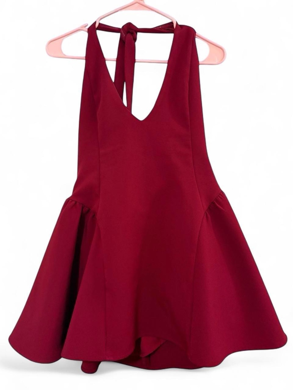 White Fox Boutique Burgundy Mini Peplum Dress